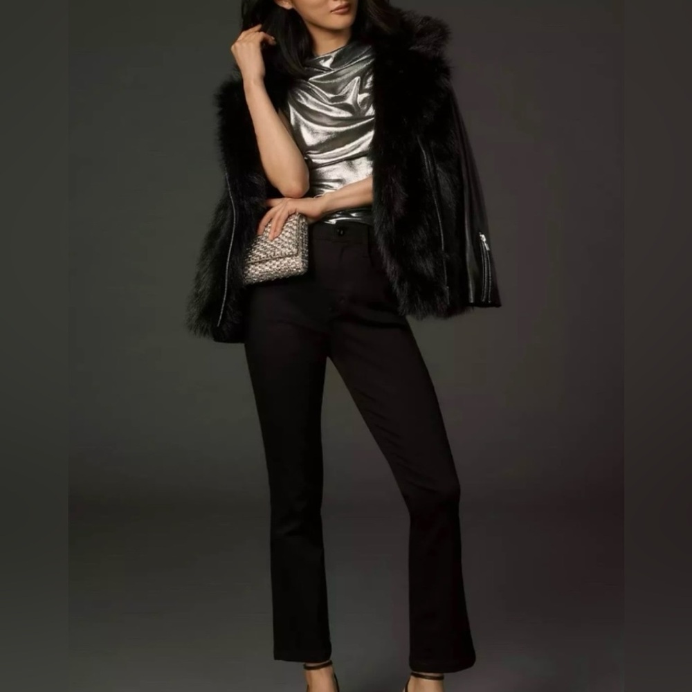 NWT Anthropologie Pilcro Knightsbridge Slim Tuck High Rise Jeans Size 32 Black